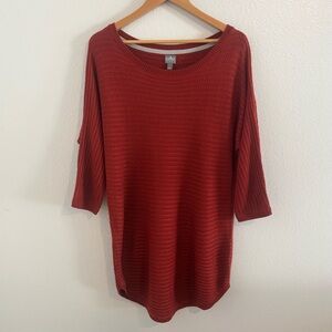 Soho NY&C Red Knit Tunic Sweater Size XL – 3/4 Sleeve Textured Soft Top
